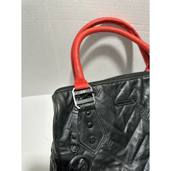 Fox Racing Womens Handbag Purse Fox Black Red With Fox Charm Satchel bag - Picture 6 of 16
